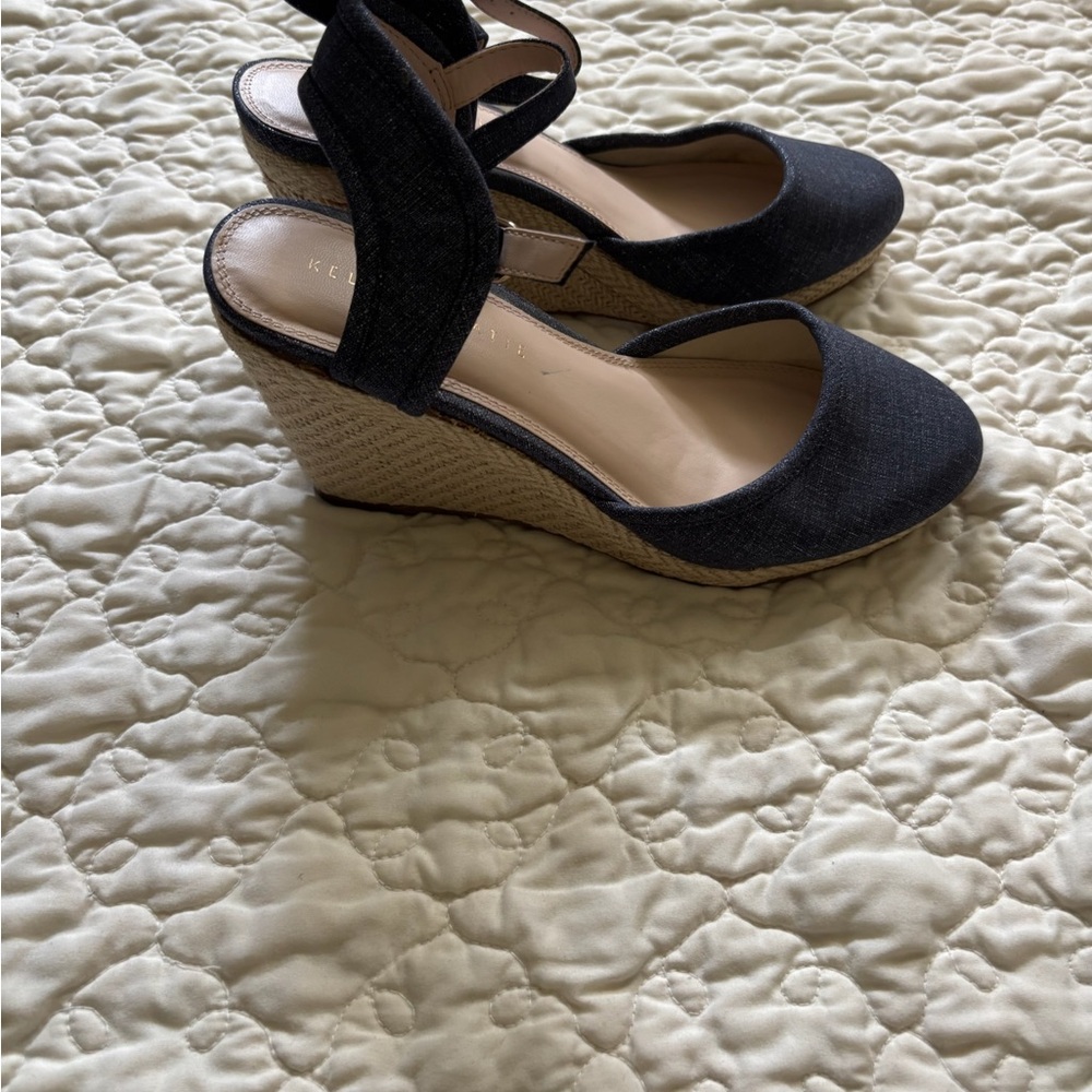 Navy Blue Wedge Sandals